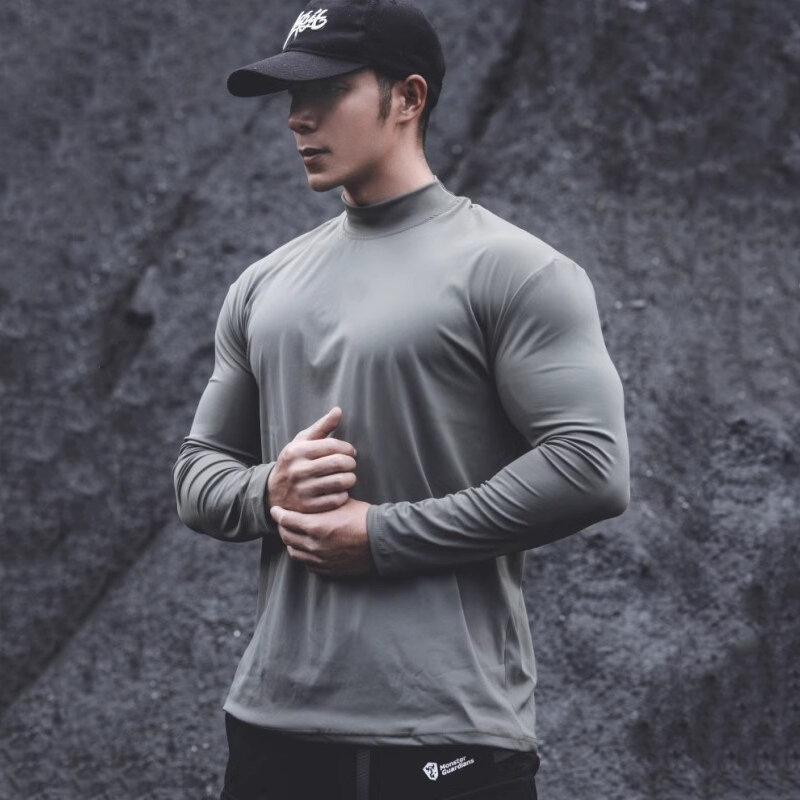 Áo Tập Thể Dục Nam Tay Dài Cổ Cao Co Giãn Nhanh Cho Chạy Bộ Và Tập Luyện Thể Thao Áo Lót Cơ Thể Mùa 