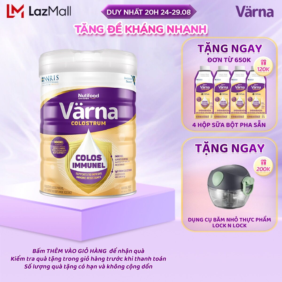 Sữa bột Värna Colostrum lon 850gr - Sữa non cho người già tăng cường đề kháng
