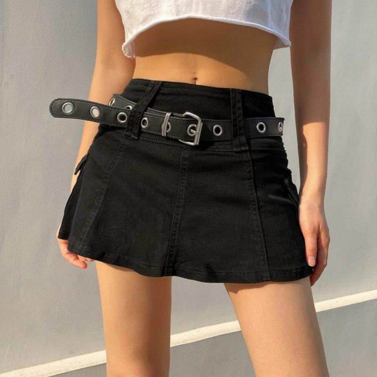 Chân váy nữ chân váy kaki túi hộp form xoè chân váy may kèm quần