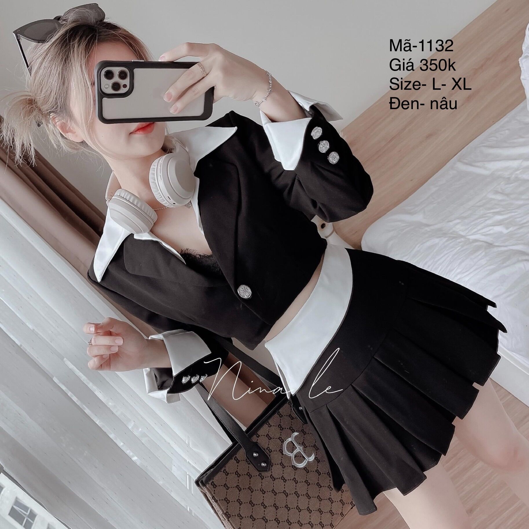 Sét đầm vest phối trắng Bigsize 57kg-80kg