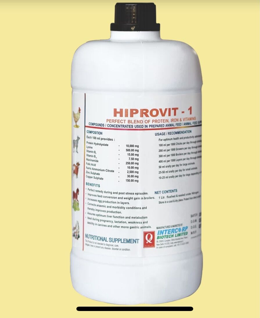 HIPROVIT - 1 [1 lít] Siêu Vỗ Béo Vịt, Ngan, Gà, Chim, Heo, ........ Đạm thuỷ phân, hàng nhập khẩu Ấn Độ.