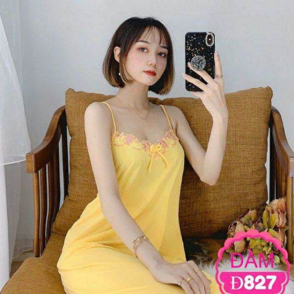 Lace Elastic Two-Strap Nightgown A76