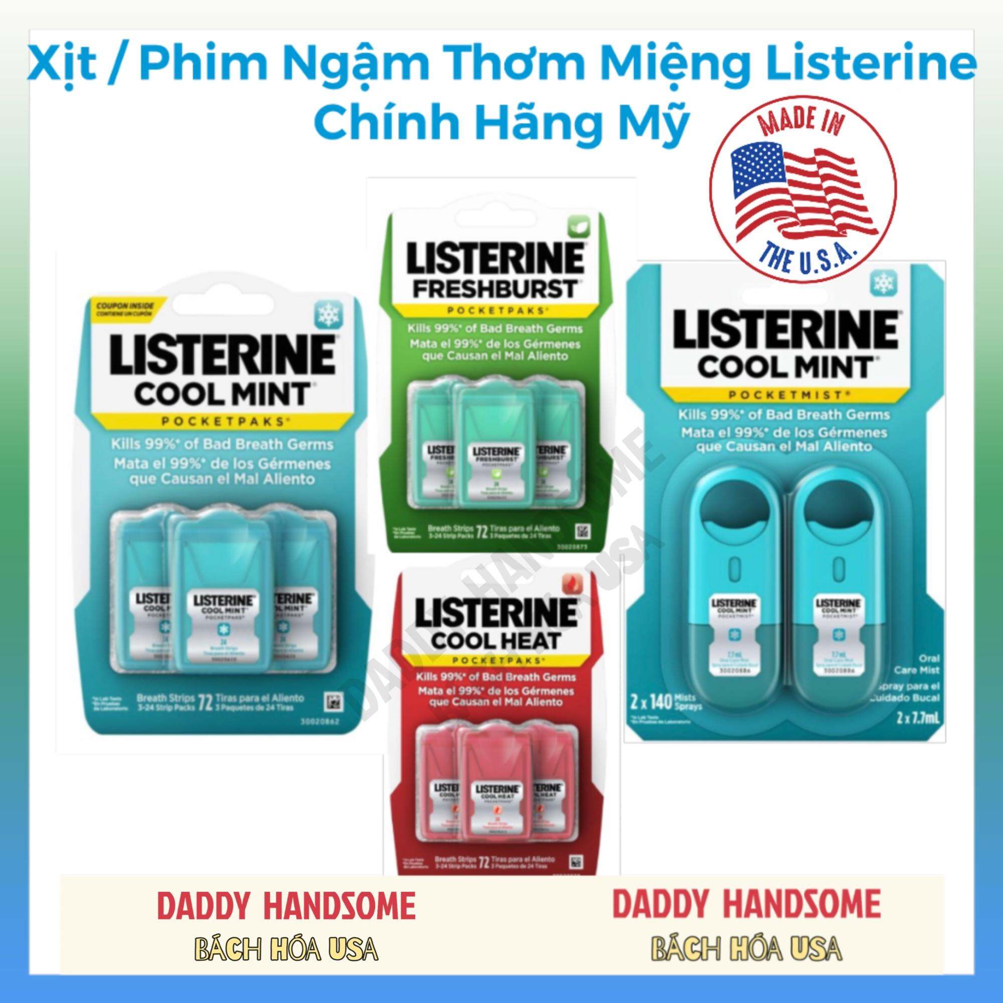Xịt / Miếng Ngậm Thơm Miệng Listerine vị Bạc Hà - Chính Hãng Mỹ