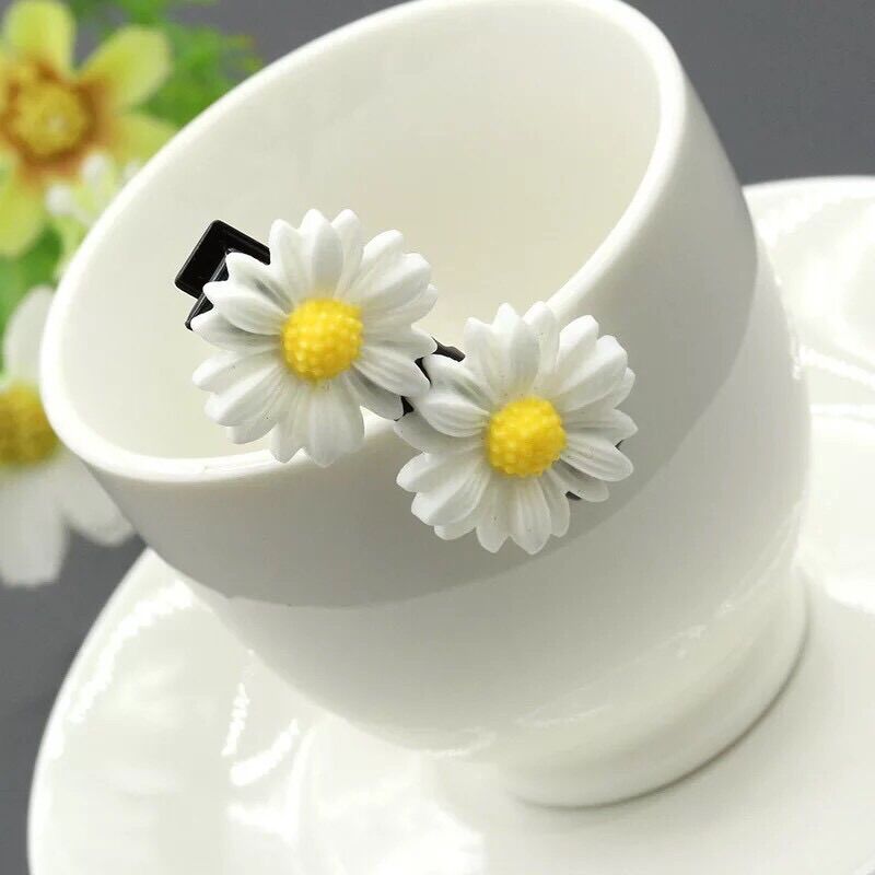 🔥Xả Hàng, Set 10 Kẹp, Cột Tóc Hoa Cúc Nhiều Màu (Kẹp Vịt dài 4cm)