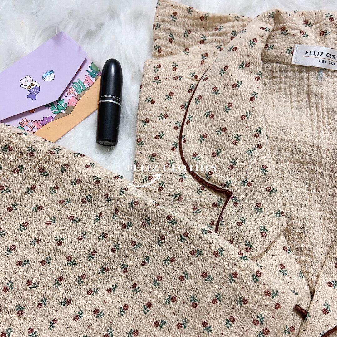 Set pyjama hoa nhí vintage siêu xinh