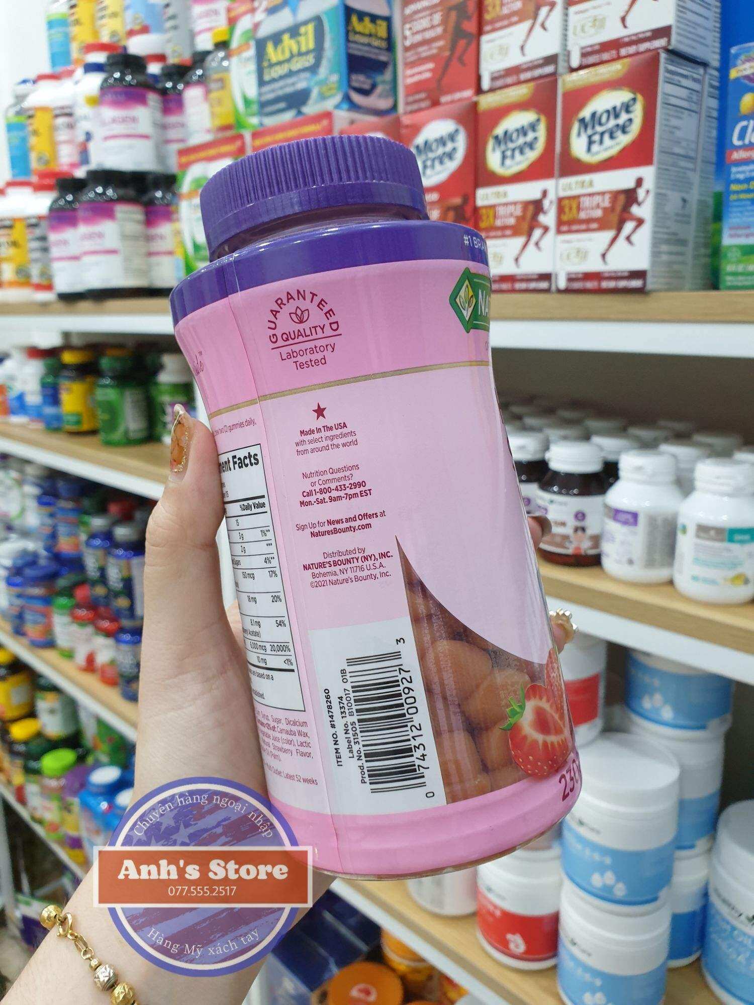 Kẹo Gum đẹp da tóc móng Hair Skin Nails Gummies 230 viên của Mỹ