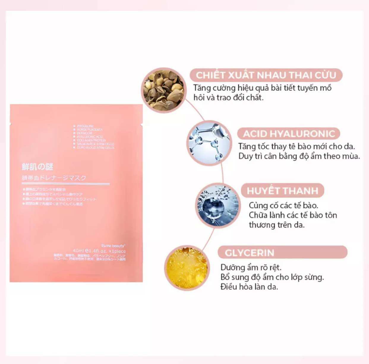 Combo 10 miếng mặt nạ dưỡng da RWINE BEAUTY PLACENTA MASK