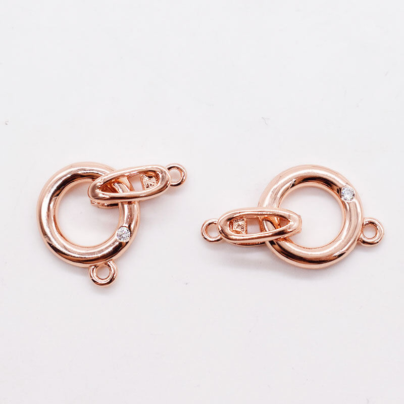 Phụ kiện diy móc nửa bạc 925 móc vòng cổ ngọc trai tự nhiên móc cài vòng tay một hàng cúc hình tròn một viên kim cương