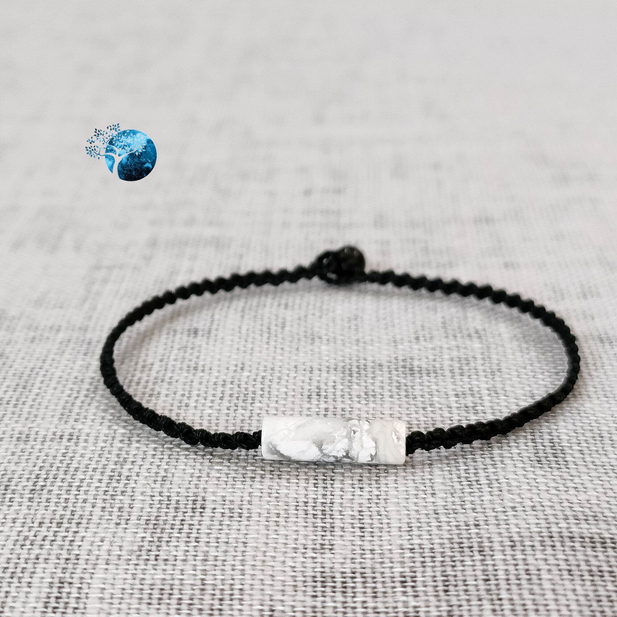 Vòng tay tết dây lu thống đá howlite