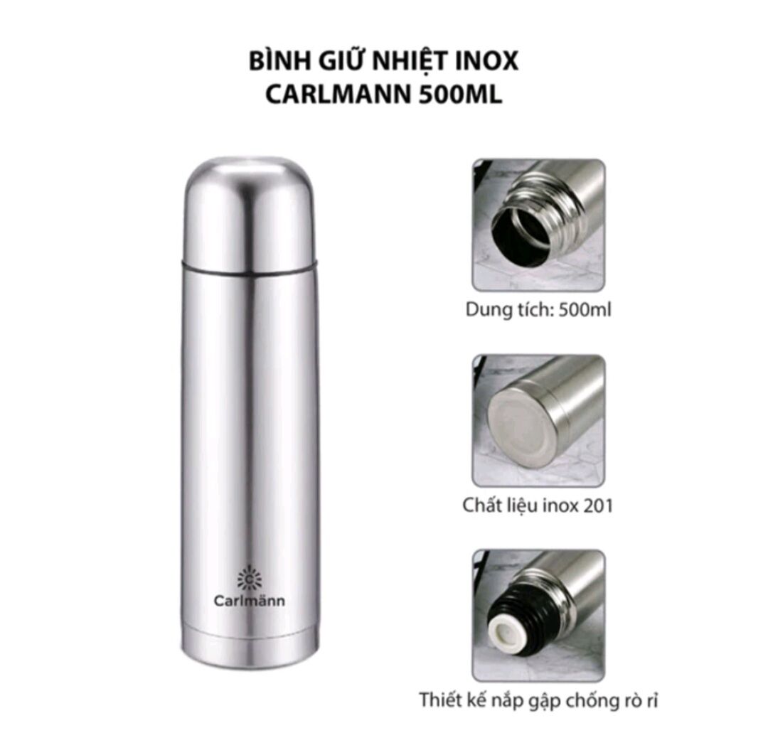 Bình giữ nhiệt inox carlmann 500ml - bes523