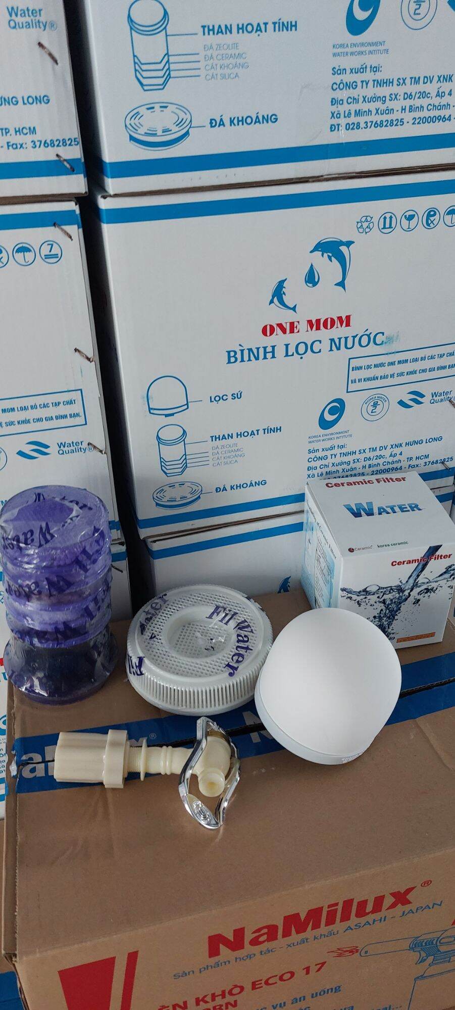Bộ linh kiện lọc nước hàn quốc ( sứ vỏ trắng, vòi chống gãy)