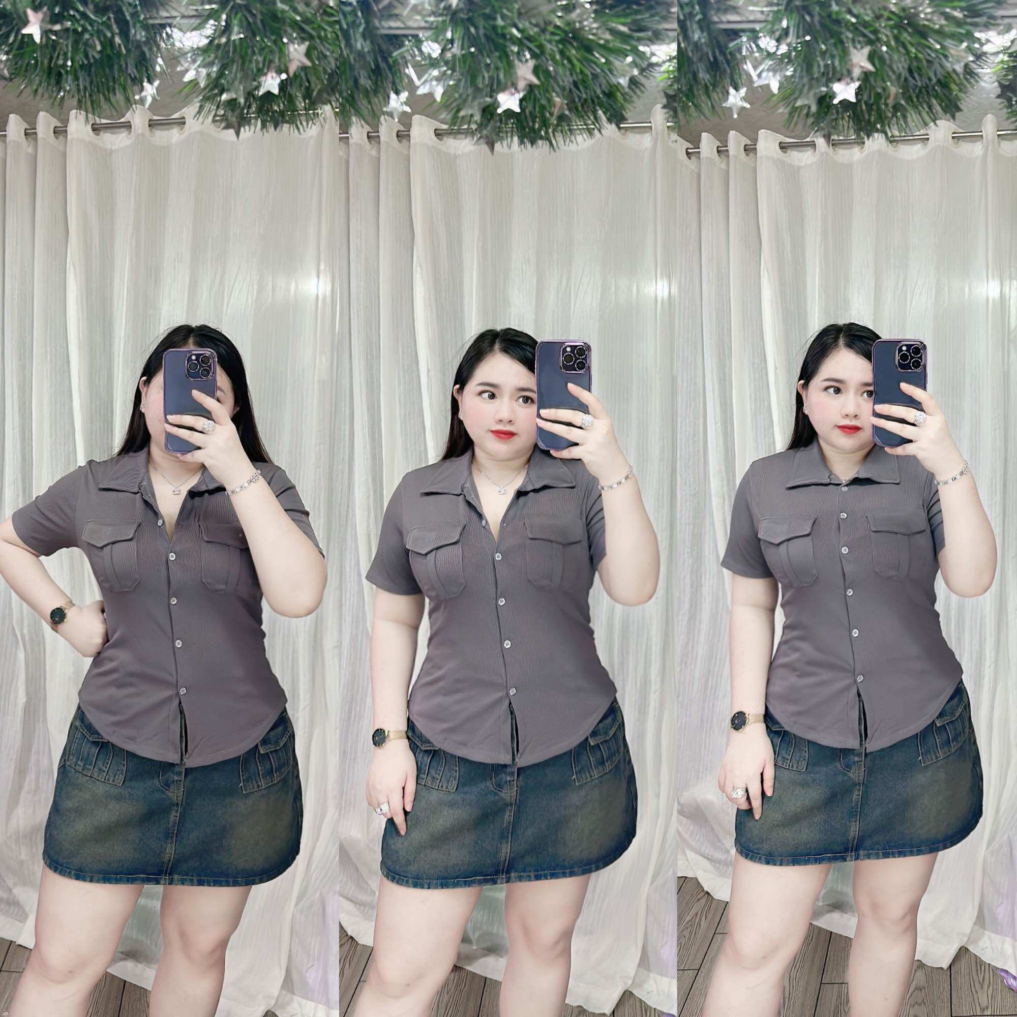 [Bigsize 60-90kg] Áo sơ mi tăm lạnh tay ngắn