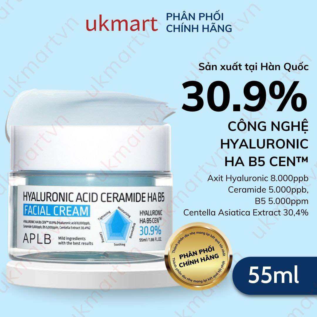 Kem Dưỡng Ẩm Phục Hồi Da APLB Hyaluronic Acid Ceramide HA B5 55ml