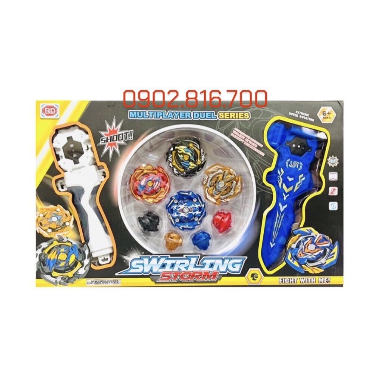 Bộ 2 con quay beyblade vòng xoay thần tốc siêu mạnh có tay cầm 542