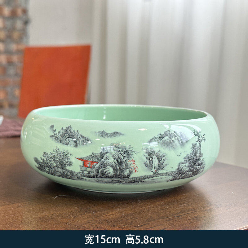 Large Size Tea Basin Tea Basin Wash Tea Bowl Ceramic shui pei hua Disk Tea Set Accessories Household Fruit Bowl Extra Large Ash Tray K