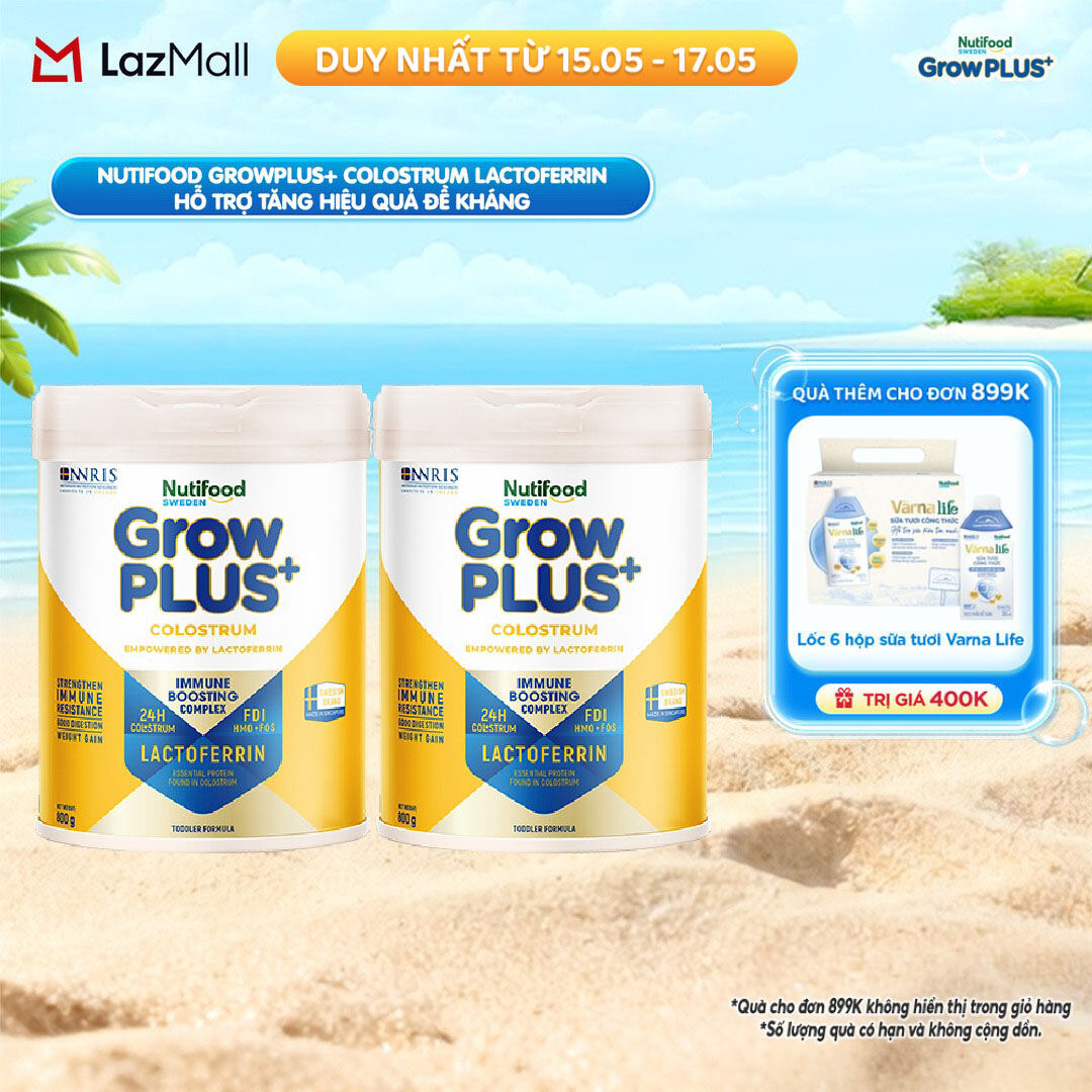 Combo 2 Sữa bột Nutifood Sweden GrowPLUS+ Colostrum Lactoferrin 800g