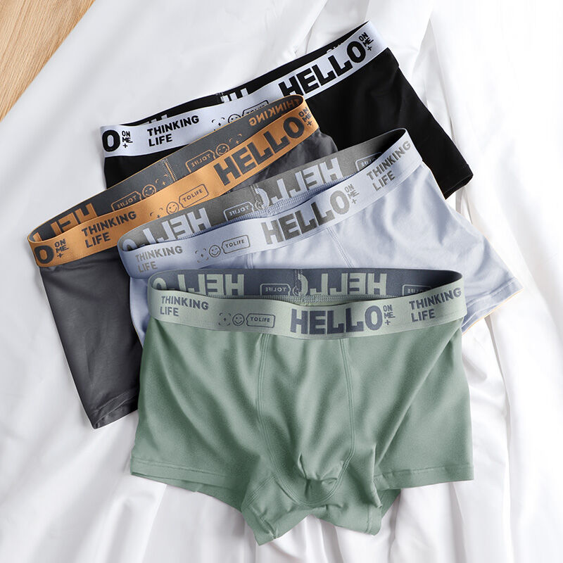 Quần lót nam nanjiren quần lót nam quần lót nam bốn góc 100% cotton quần lót nam thanh thiếu niên quần lót cotton