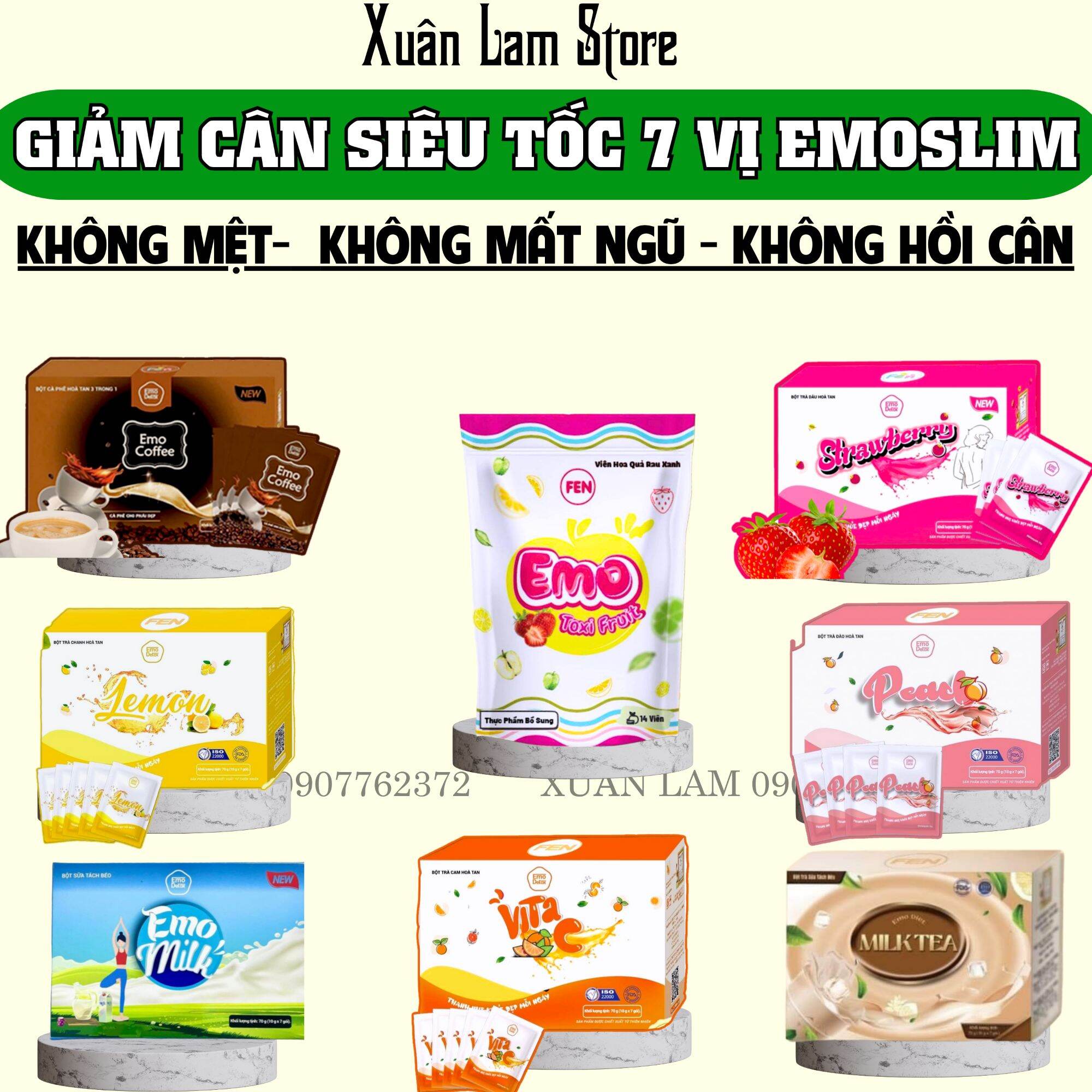 TRÀ GIẢM CÂN CÂP TỐC EMOSLIM FEN VỊ TRÁI CÂY [ 7 Gói] / Kèm quà xịn