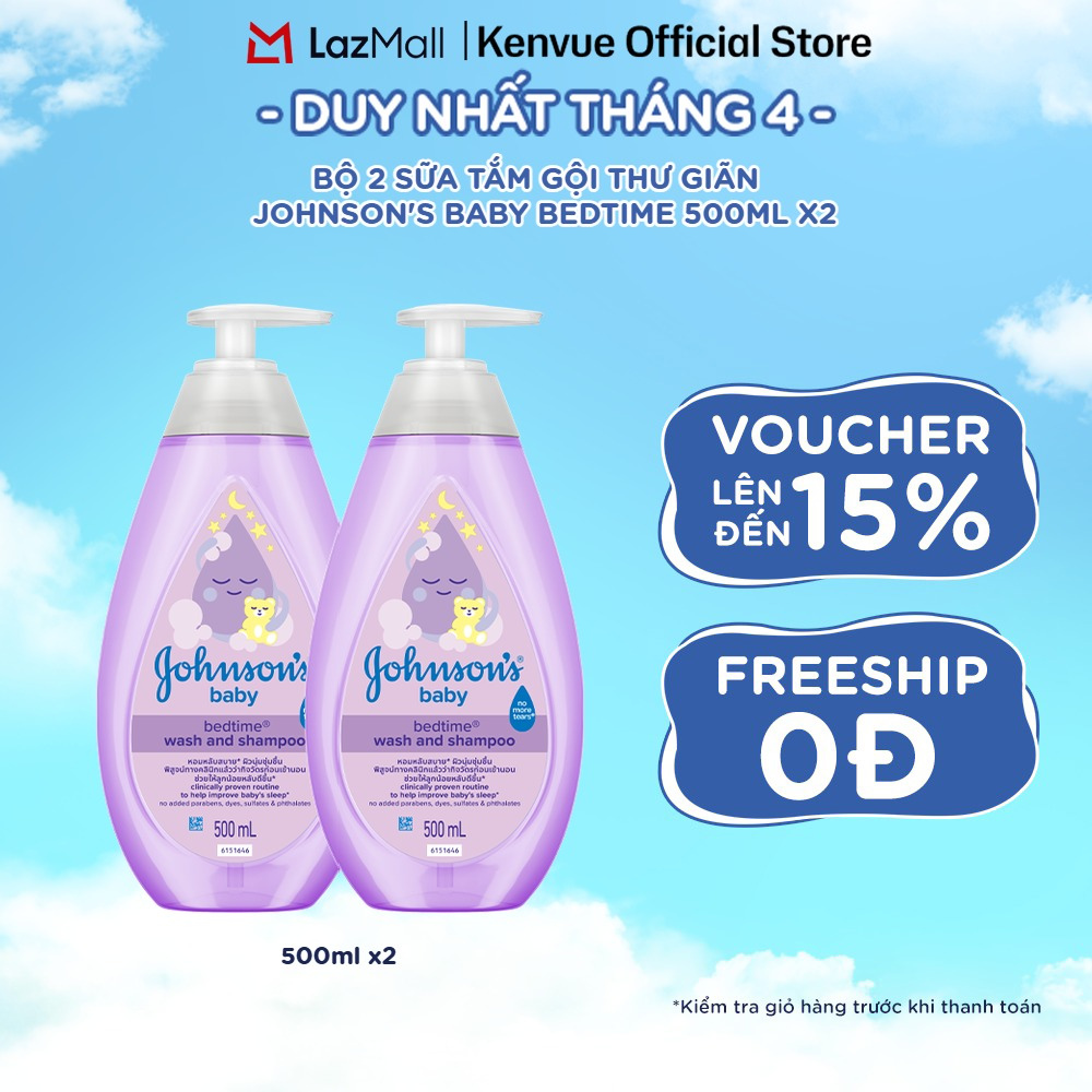 Combo 2 Sữa Tắm Gội Thư Giãn Johnson's Baby Bedtime 500mlx2