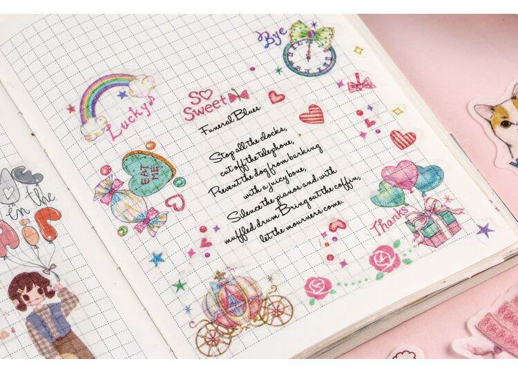 Set 40 sticker washi trang trí theo chủ đề