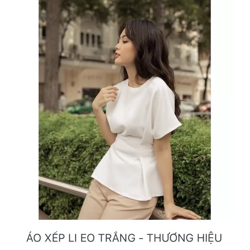 Áo trắng xếp li eo Edini