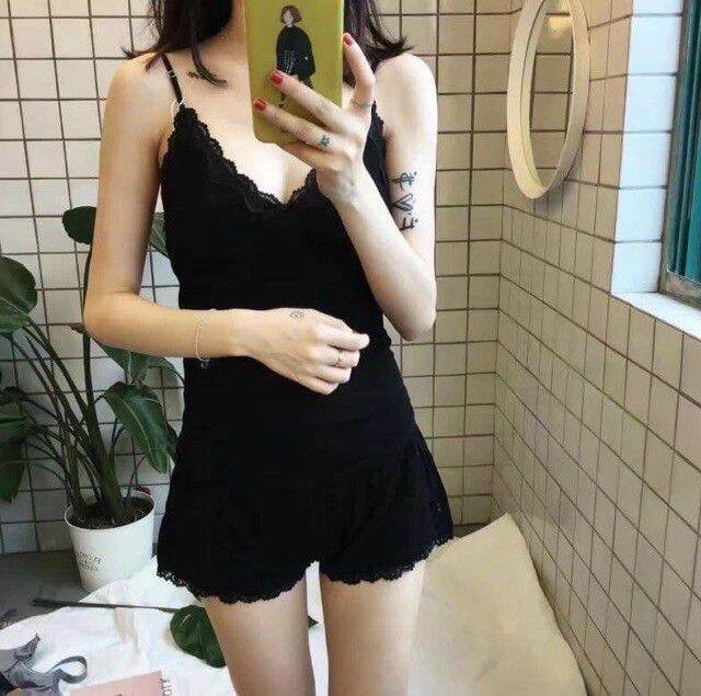 Bộ ngủ cotton viền ren- bộ mặc nhà hàng đẹp