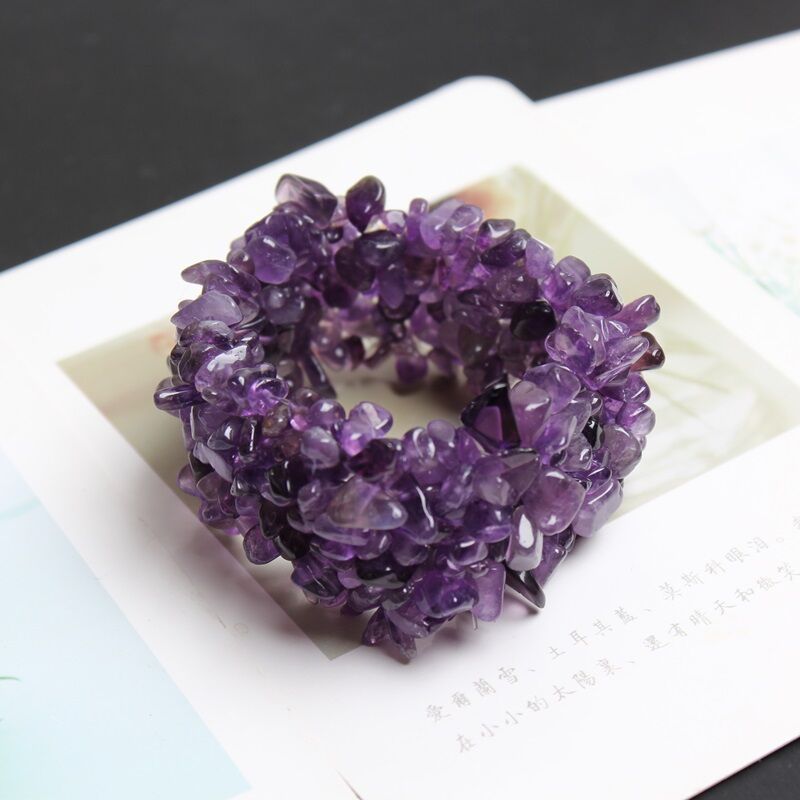 Vòng tay đá vụn đá thạch lựu thiên nhiên đá tourmaline đá quý xanh biển hồng pha lê trắng vàng tím nhiều lớp trang sức vòng tay pha lê nữ