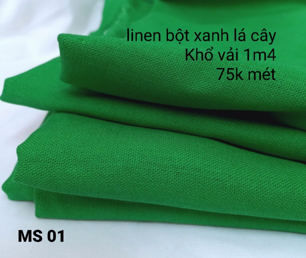 Vải linen bột Xanh Lá Cây