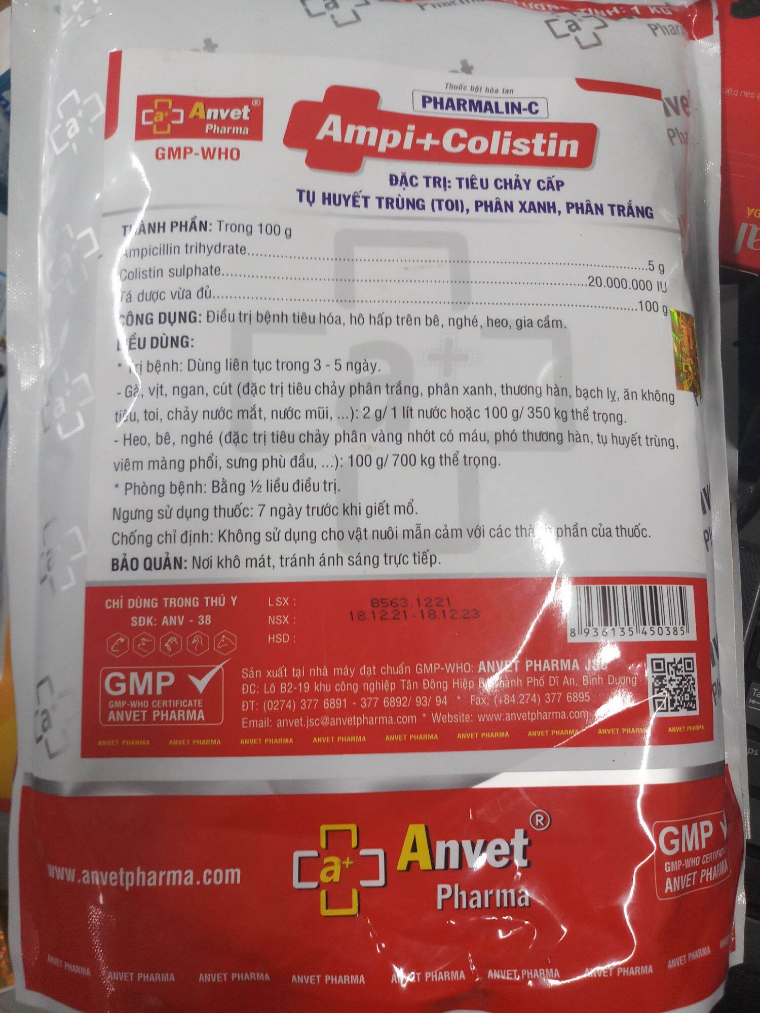 Ampi Colistin 1kg chuyên đường ruột