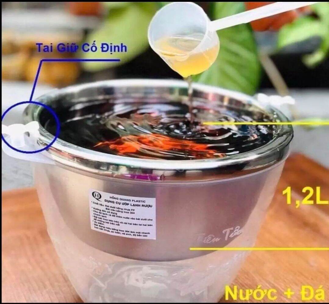 Bộ bát đựng đồ uống và ướp lạnh inox- dụng cụ ướp lạnh trái cây inox tặng kèm muỗng múc