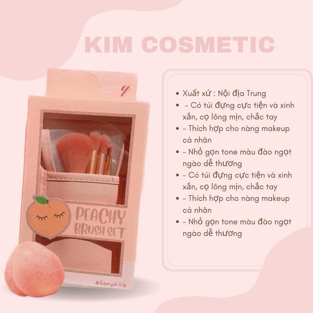 [HCM]Bộ cọ trang điểm Thái Lan Ashley Peachy Brush Set 5 cây tone Cam đào-Beetech