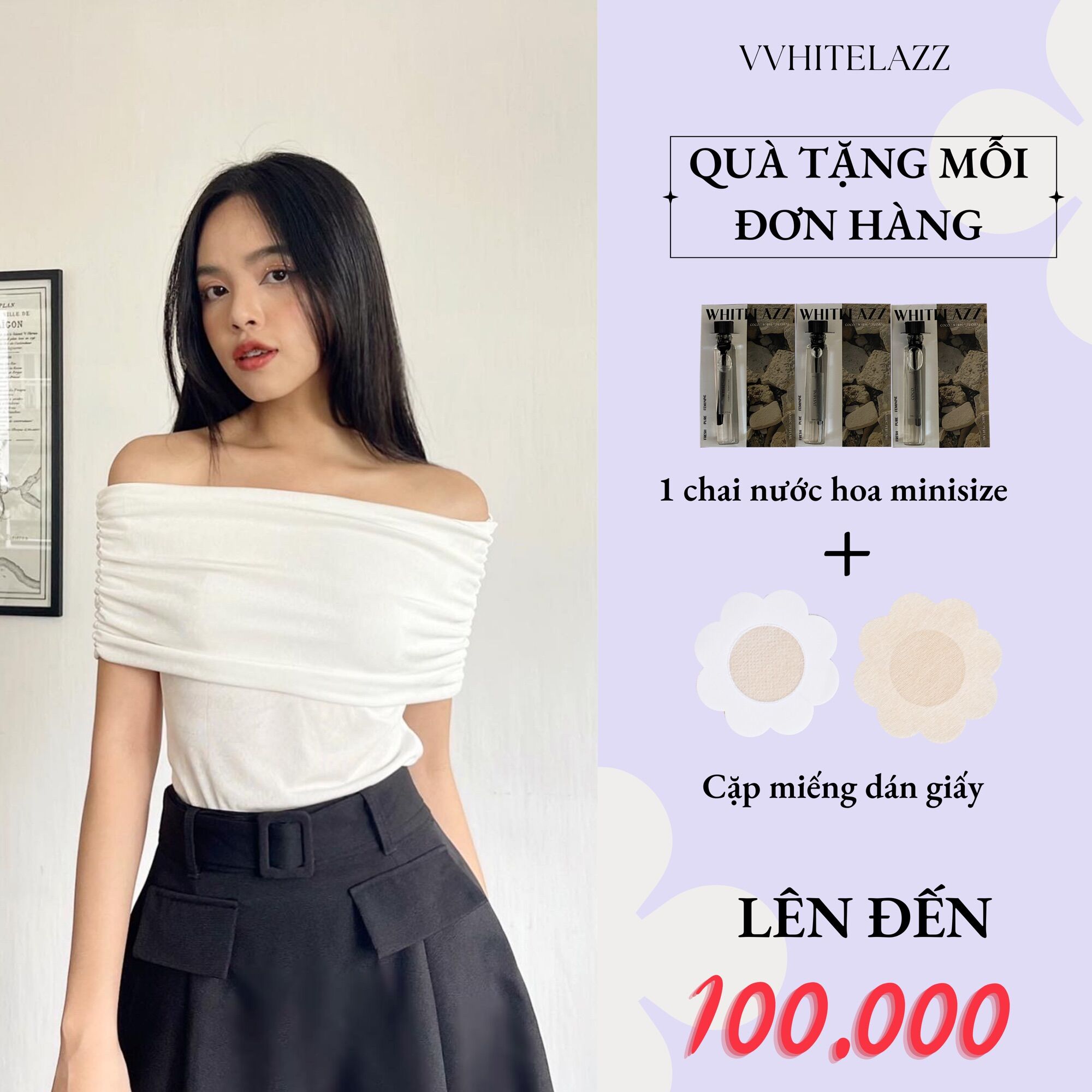 Whitelazz | áo ngắn tay trễ vai - vena off-shoulder top