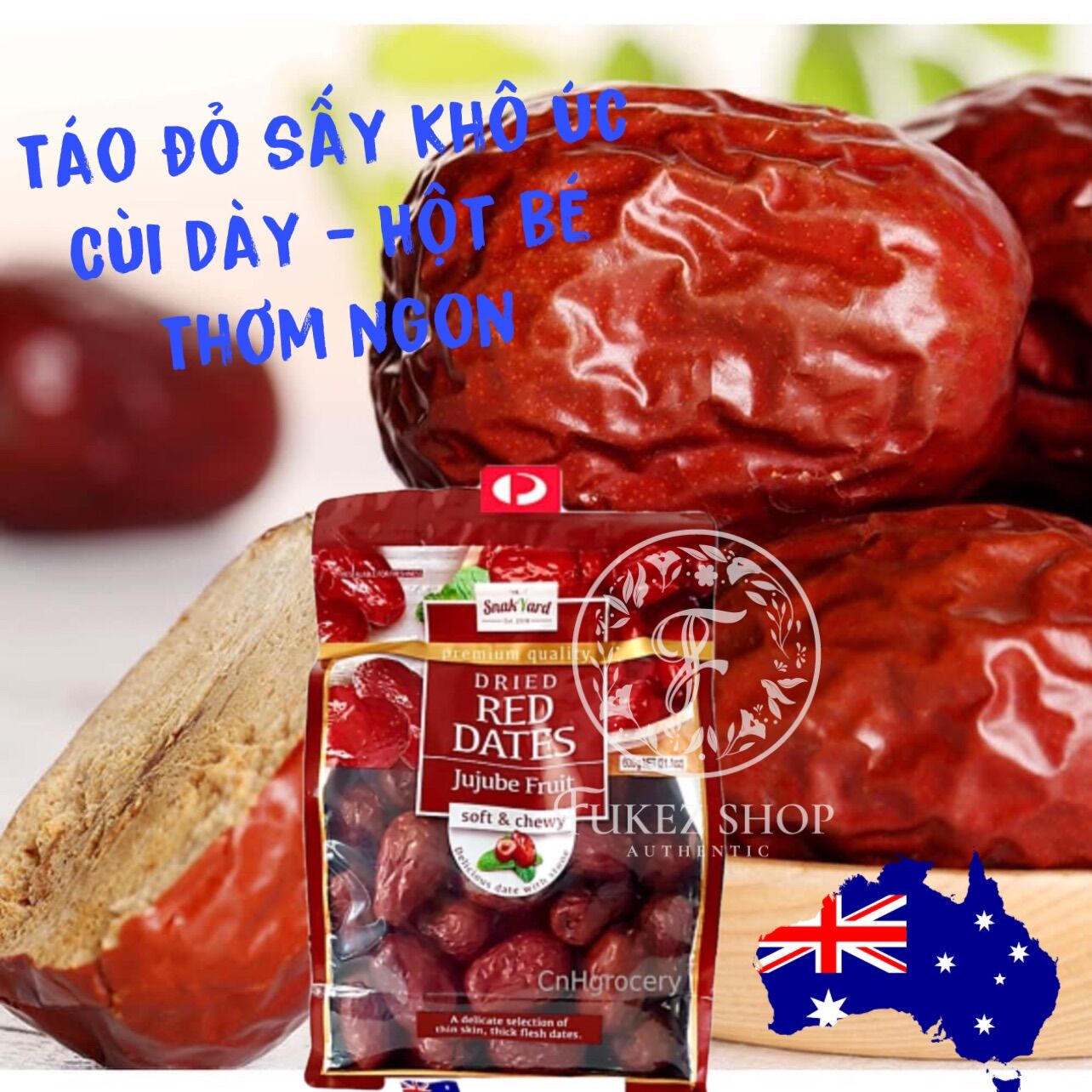 Táo đỏ sấy khô jujube red dates 600g - hàng úc