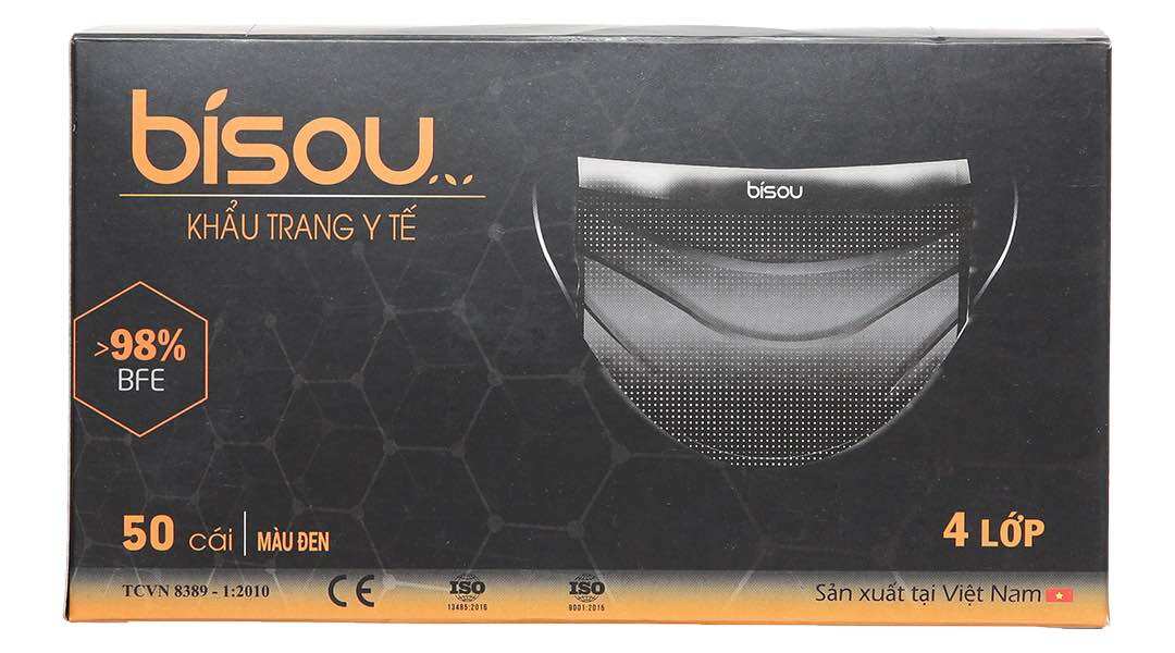 KHẨU TRANG BISOU ĐEN HỘP 50 cái