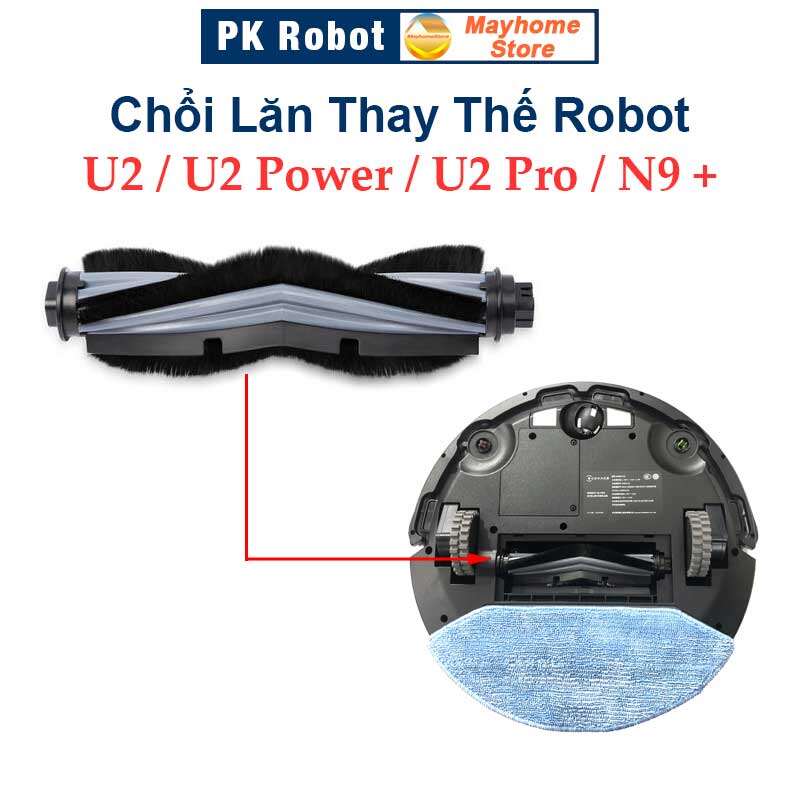 Chổi Lăn Thay Thế Robot U2, U2 Pro, U2 Power, N9 và N9 Plus (N9+), Nước Lau Sàn Hoa Chuông Xanh/