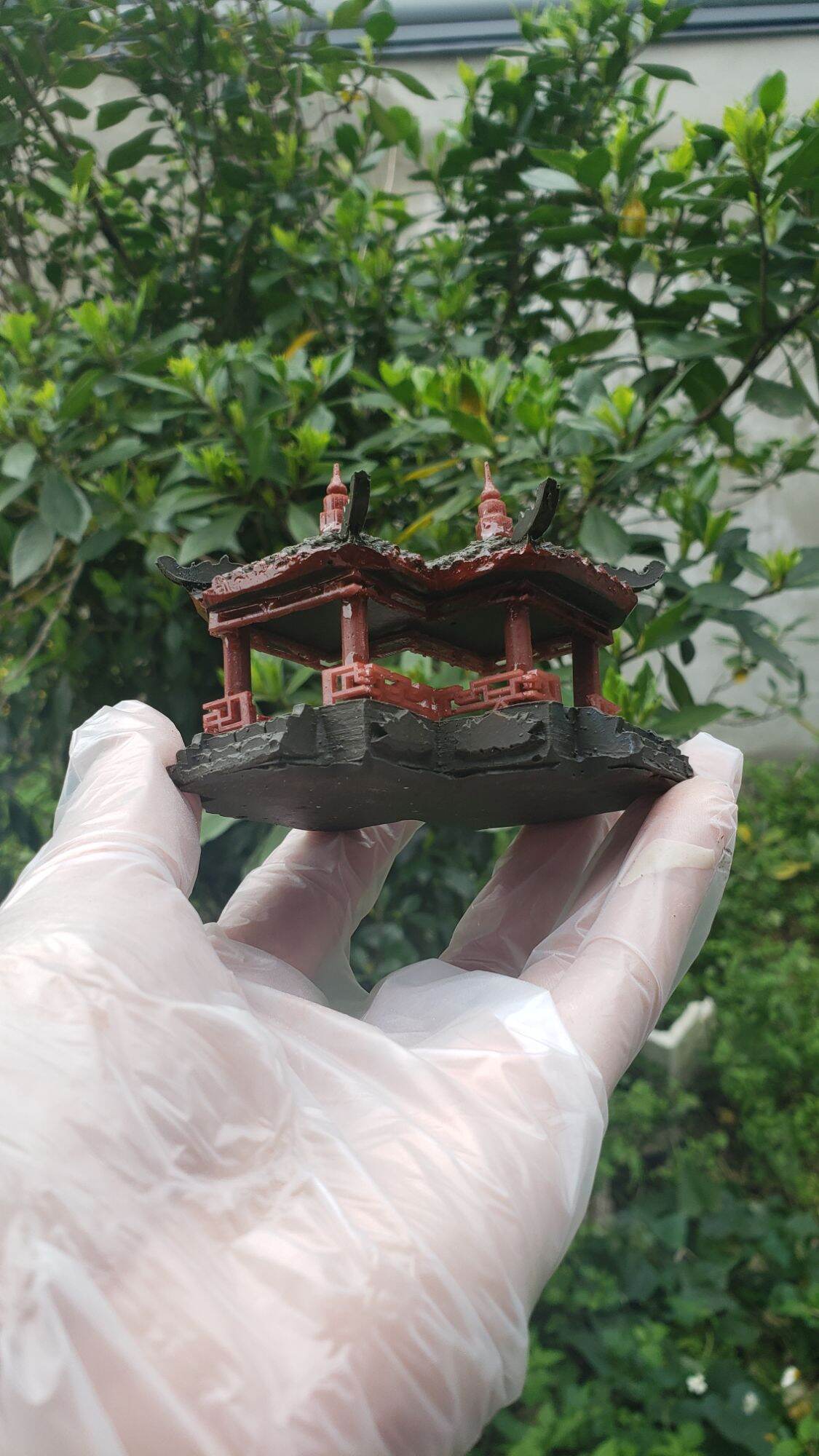 Mô hình trang trí tiểu cảnh. Chòi kép ( chất liệu bột đá cao cấp)
