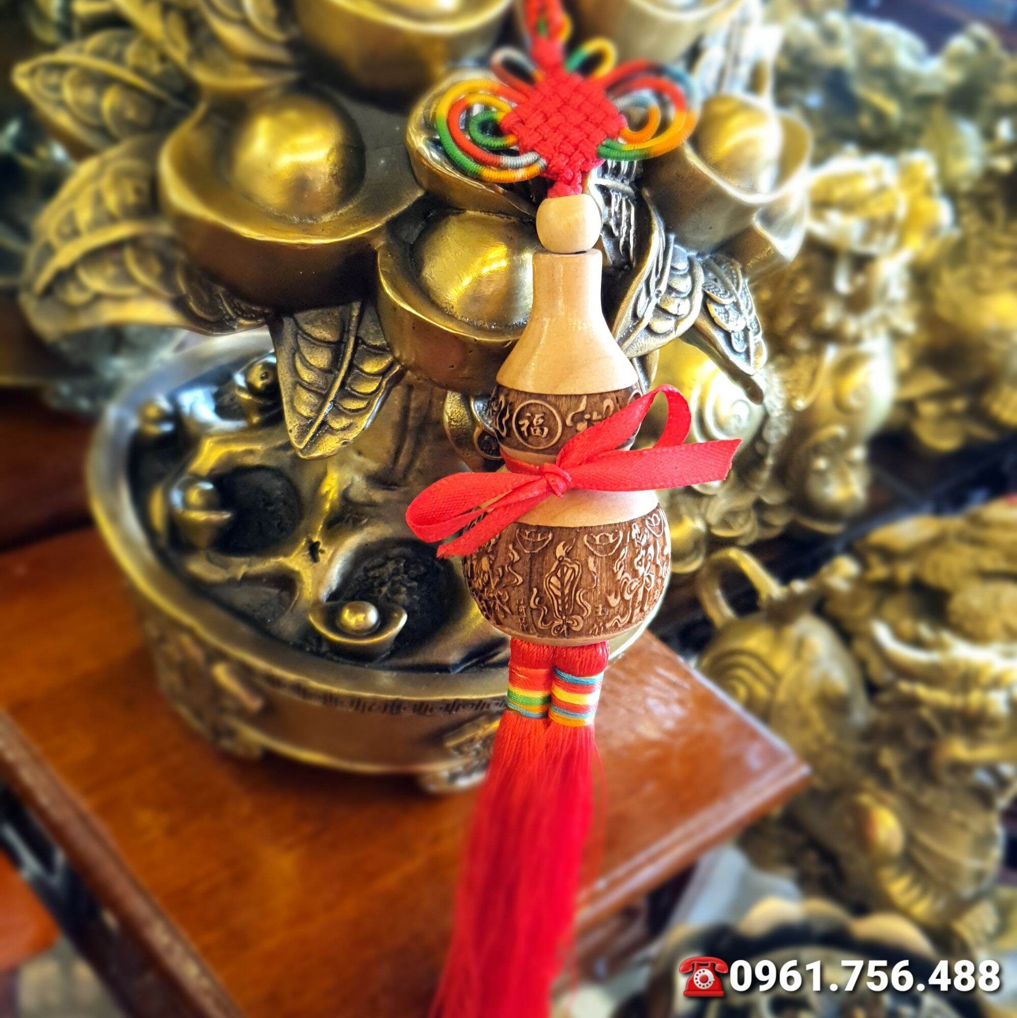 Hồ lô phong thủy- Hồ lô gỗ trạm hoa văn