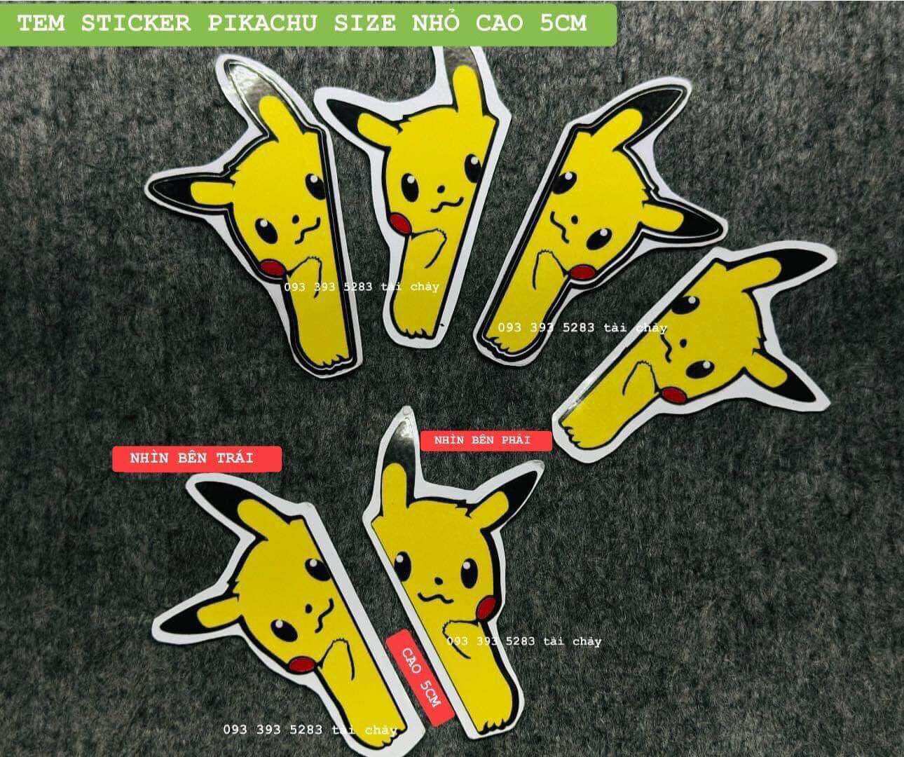 Tem sticker pikachu size nhỏ dán trang trí xe