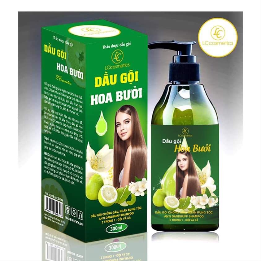Dầu gội hoa bưởi ,sạch gàu, ngăn rụng tóc,kích thích tóc rụng_ dầu gội hoa bưởi lc cosmetics,300ml