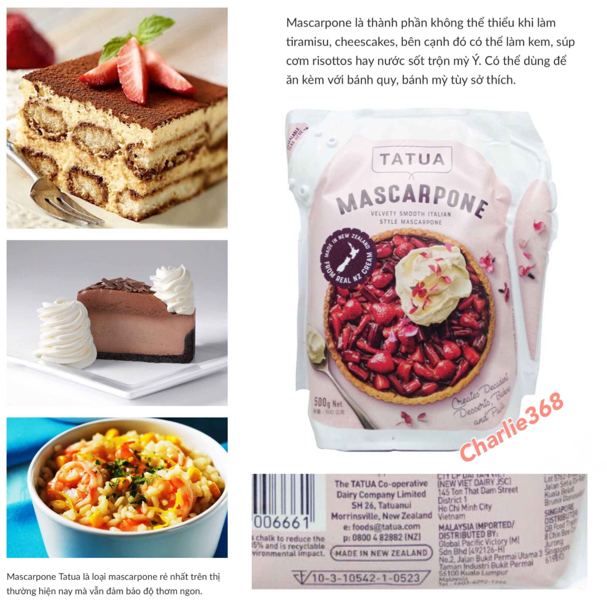 MASCARPONE TATUA 🧀🍦🧁(NEW ZEALAND❄️🎄Tủ mát 0-4 độ C, KO Đổi trả, Chỉ ship HCM)