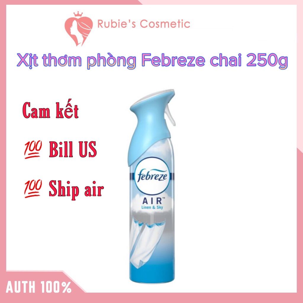 Xịt thơm phòng 🛑BILL MỸ🛑 Chai xịt thơm phòng Febreze Air Effects Linen & Sky 250g