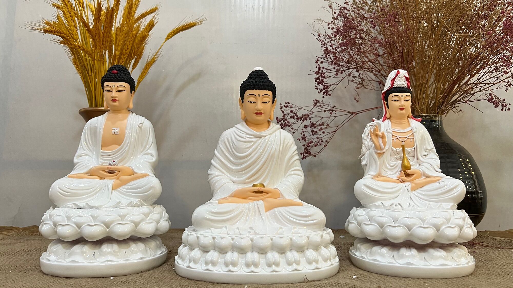 [HCM]Bộ tượng Tam Thế Phật/Ta Bà ngồi 30cm