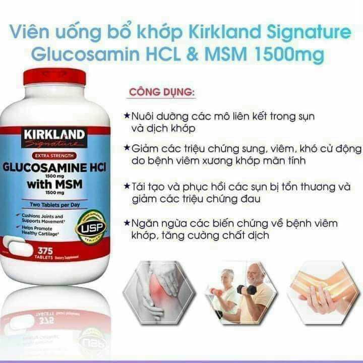 Bổ khớp Glucosamine with MSM 375 viên-Kirkland Mỹ Date mới nhất