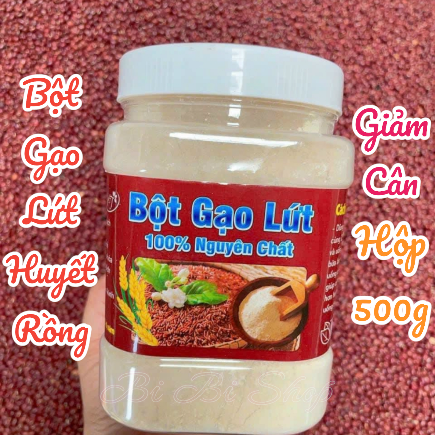 Bột gạo lứt huyết rồng rang xay nguyên chất - Hủ 500g
