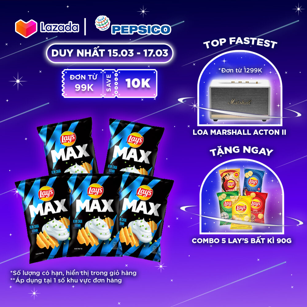 [ƯU ĐÃI 3.3-5.3 TẶNG COMBO 5 LAYS] Combo 5 Lays MAX vị Kem Chua Hành 125G