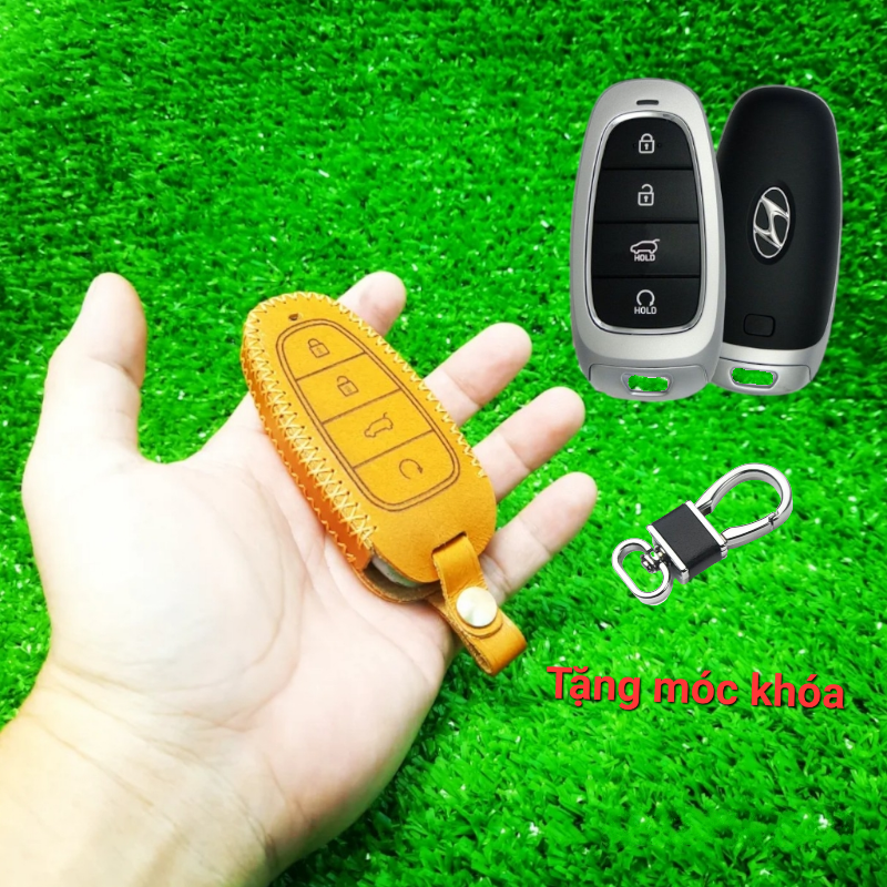 Bao da chìa khoá hyundai santafe 2021, 2023, tucson 2022 handmade da thật