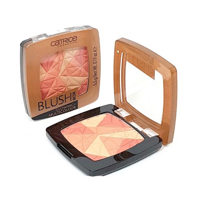 Phấn má hồng CATRICE Blush Box Glowing + Multicolour nhiều màu mịn lì lên màu chuẩn