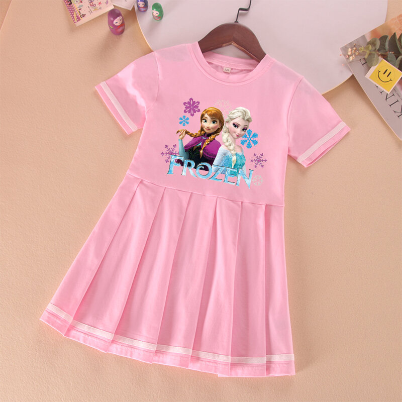 Váy công chúa elsa váy mùa hè váy liền mùa hè váy liền thân mùa hè cotton elsa tay ngắn trang phục mùa hè cotton