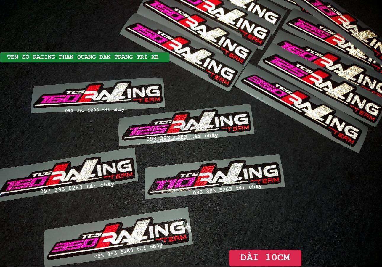 [ 1 MIẾNG ] TEM SỐ RACING DÀI 10CM 3M PHẢN QUANG DÁN TRANG TRÍ XE