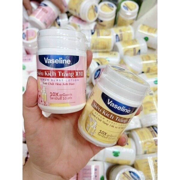 Siêu Kích Trắng Vaseline X10 Hủ 200g-Kích trắng vaselin dưỡng ẩm mềm mịn da ngày và đêm